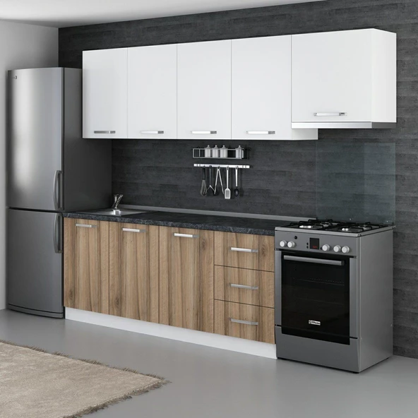 Minar 260 Cm Mutfak Dolabı Beyaz Dore 260-D7 - Resim 5