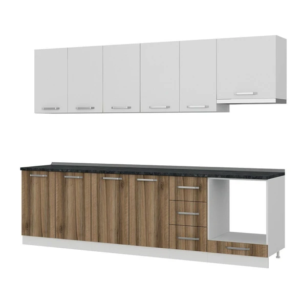 Minar 280 Cm Mutfak Dolabı Beyaz Dore 280-D11 - Resim 4