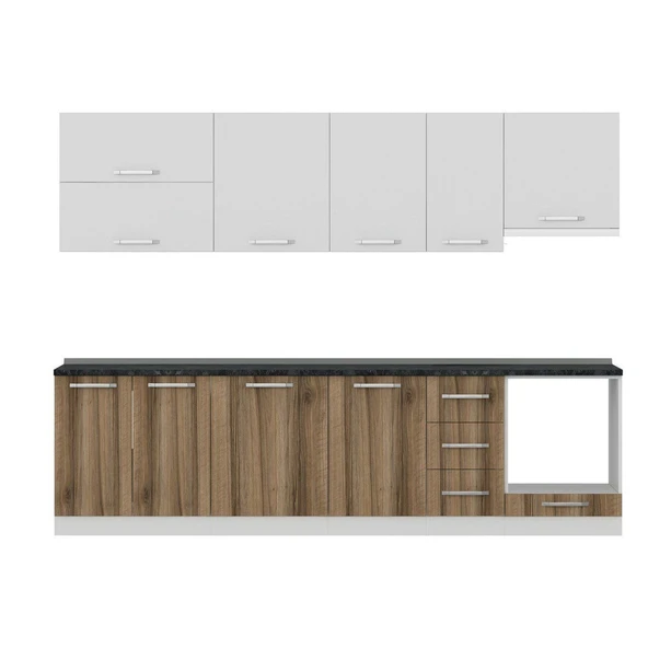 Minar 290 Cm Mutfak Dolabı Beyaz Dore 290-D8 - Resim 2