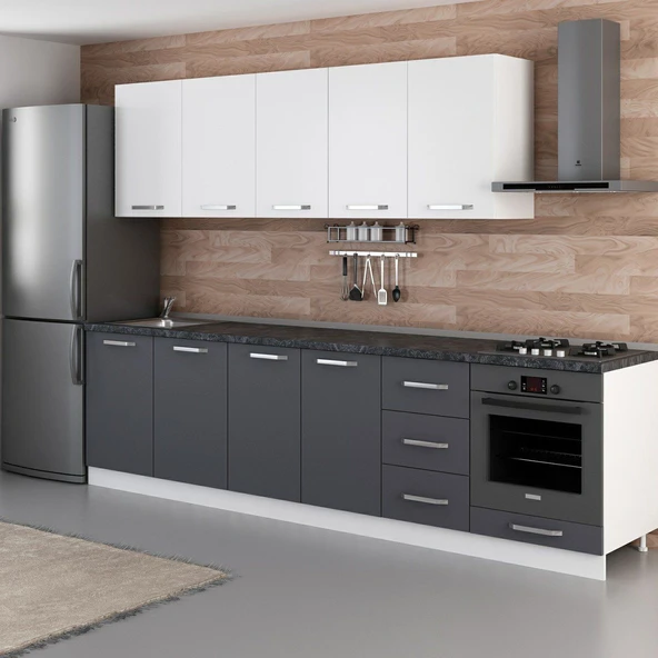 Minar 295 Cm Mutfak Dolabı Beyaz Antrasit 295-A3 - Resim 5