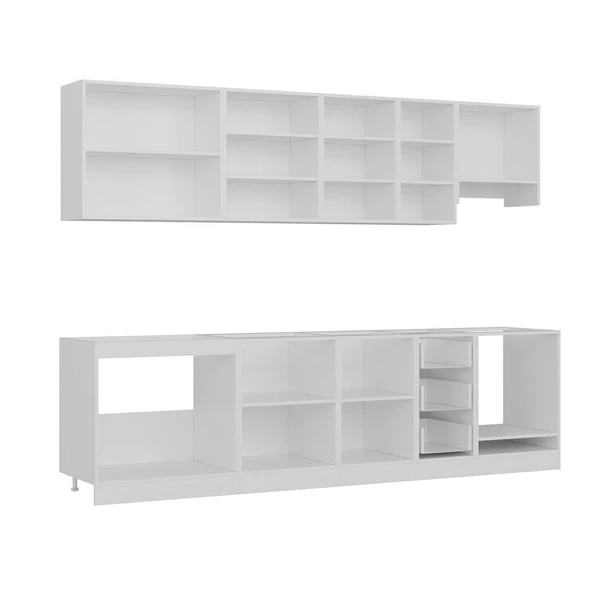 Minar 290 Cm Mutfak Dolabı Beyaz Dore 290-D8 - Resim 6