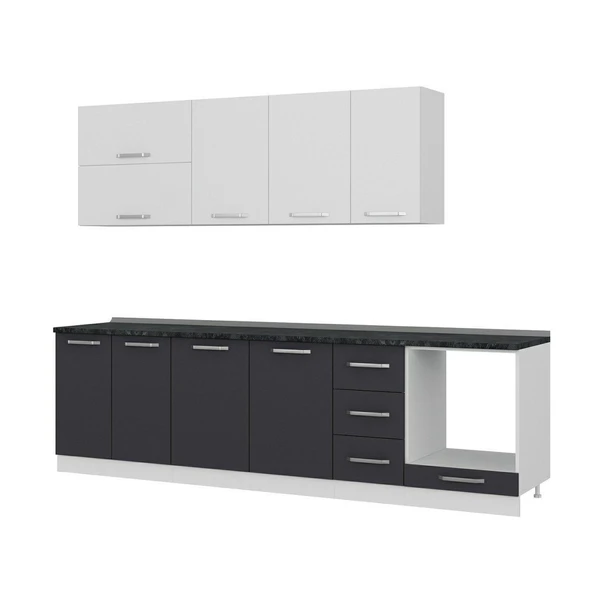 Minar 280 Cm Mutfak Dolabı Beyaz Antrasit 280-A6 - Resim 4