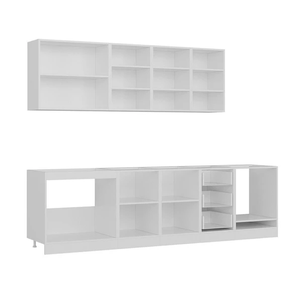 Minar 285 Cm Mutfak Dolabı Beyaz Antrasit 285-A3 - Resim 6