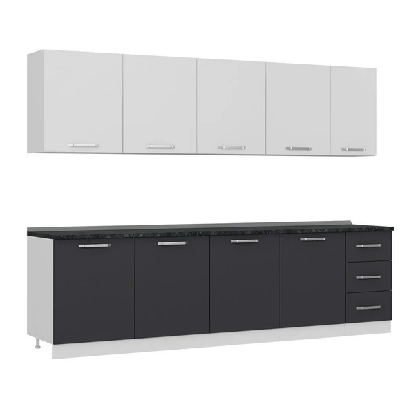 Minar 285 Cm Mutfak Dolabı Beyaz Antrasit 285-A2 - 3