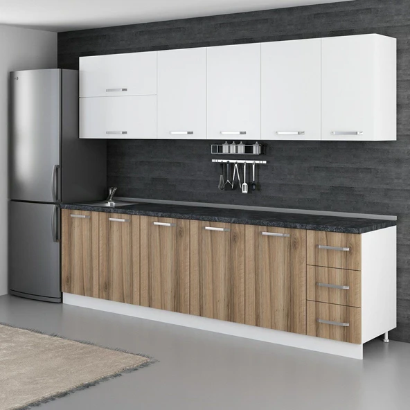 Minar 280 Cm Mutfak Dolabı Beyaz Dore 280-D1 - Resim 5