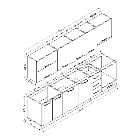 Minar 290 Cm Mutfak Dolabı Beyaz Dore 290-D8 - Resim 8