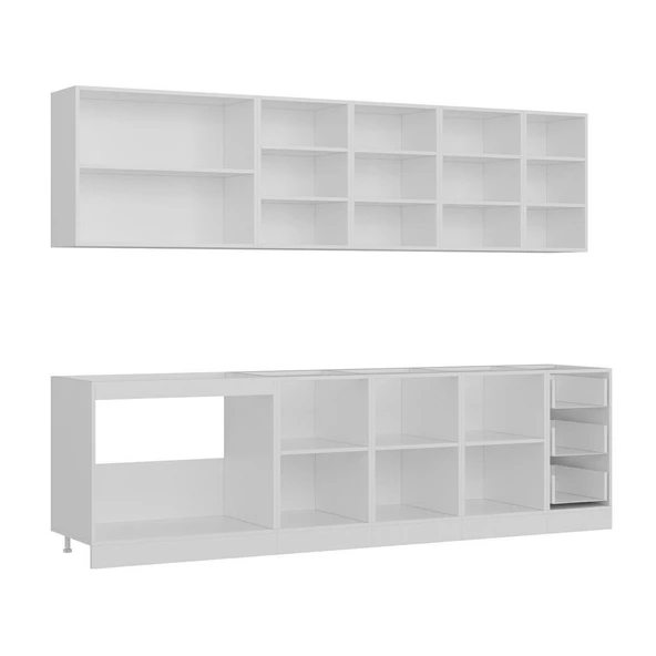 Minar 280 Cm Mutfak Dolabı Beyaz Dore 280-D1 - Resim 6