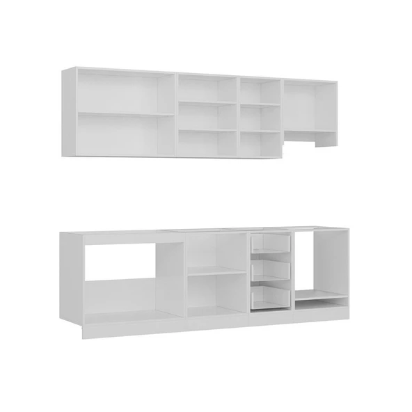 Minar 255 Cm Mutfak Dolabı Beyaz Antrasit 255-A8 - Resim 6