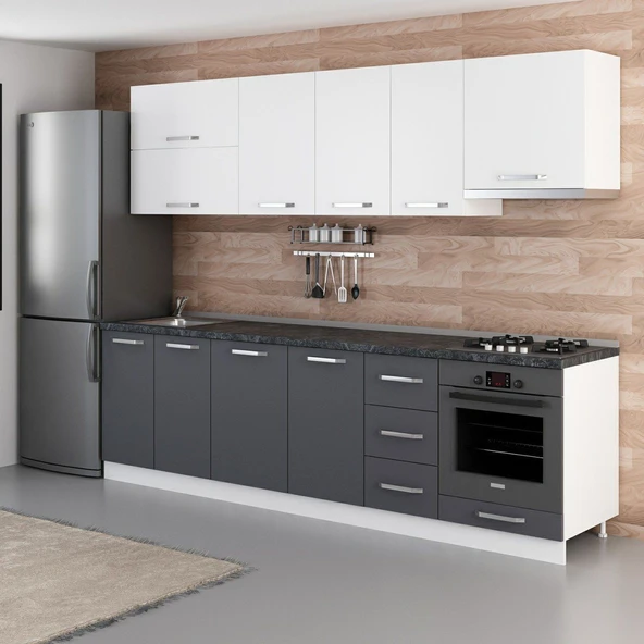 Minar 275 Cm Mutfak Dolabı Beyaz Antrasit 275-A5 - Resim 5