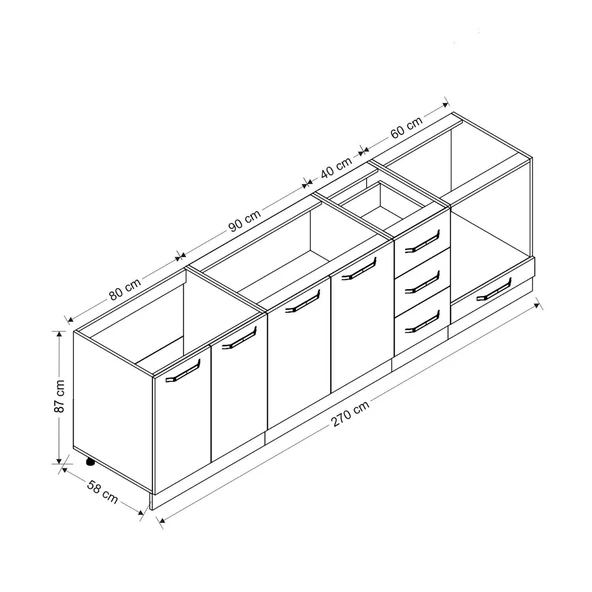 Minar 270 Cm Mutfak Dolabı Beyaz 270-B6 - Resim 8