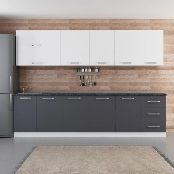 Minar 300 Cm Mutfak Dolabı Beyaz Antrasit 300-A1 ürün görseli