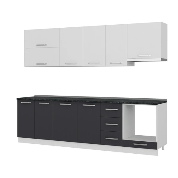 Minar 275 Cm Mutfak Dolabı Beyaz Antrasit 275-A5 - Resim 4