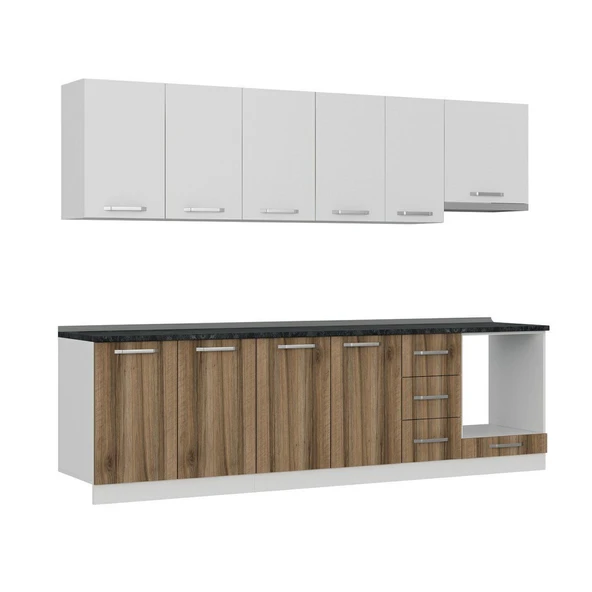 Minar 280 Cm Mutfak Dolabı Beyaz Dore 280-D11 - Resim 3