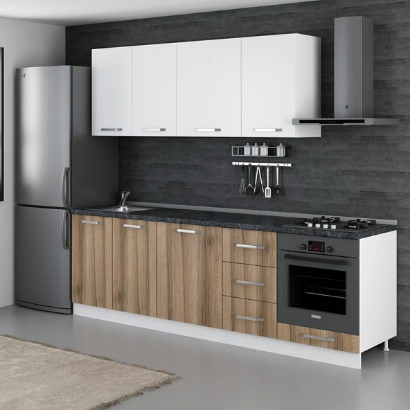 Minar 255 Cm Mutfak Dolabı Beyaz Dore 255-D3 - Resim 5