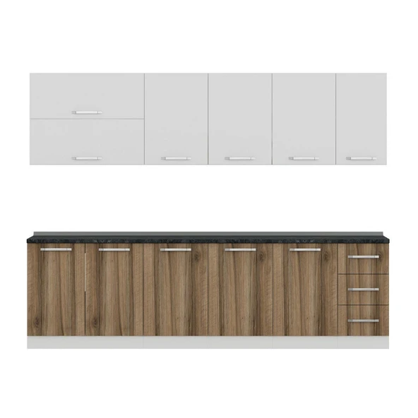 Minar 280 Cm Mutfak Dolabı Beyaz Dore 280-D1 - Resim 2