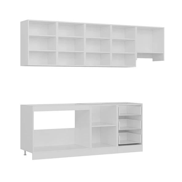 Minar 260 Cm Mutfak Dolabı Beyaz Antrasit 260-A7 - Resim 6