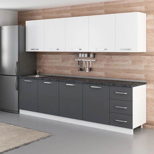 Minar 285 Cm Mutfak Dolabı Beyaz Antrasit 285-A2 - 5