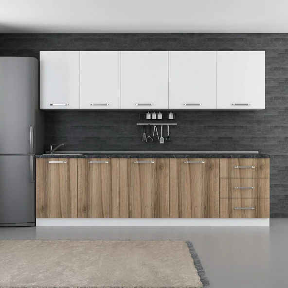 Minar 280 Cm Mutfak Dolabı Beyaz Dore 280-D2