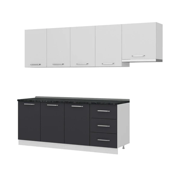 Minar 260 Cm Mutfak Dolabı Beyaz Antrasit 260-A7 - Resim 4