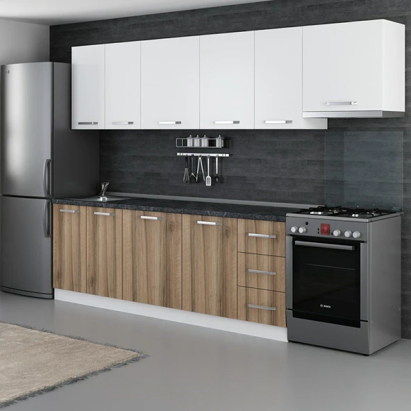 Minar 290 Cm Mutfak Dolabı Beyaz Dore 290-D4 - Resim 5