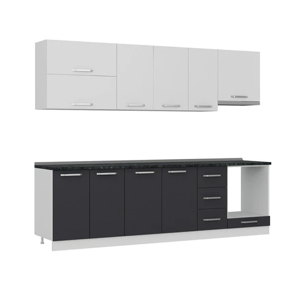 Minar 270 Cm Mutfak Dolabı Beyaz Antrasit 270-A8 - Resim 3