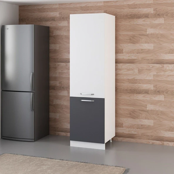 Minar 60 Cm Mutfak Boy Dolabı Beyaz Antrasit D60-A1 - Resim 3