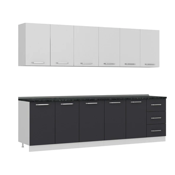 Minar 275 Cm Mutfak Dolabı Beyaz Antrasit 275-A1 - Resim 3