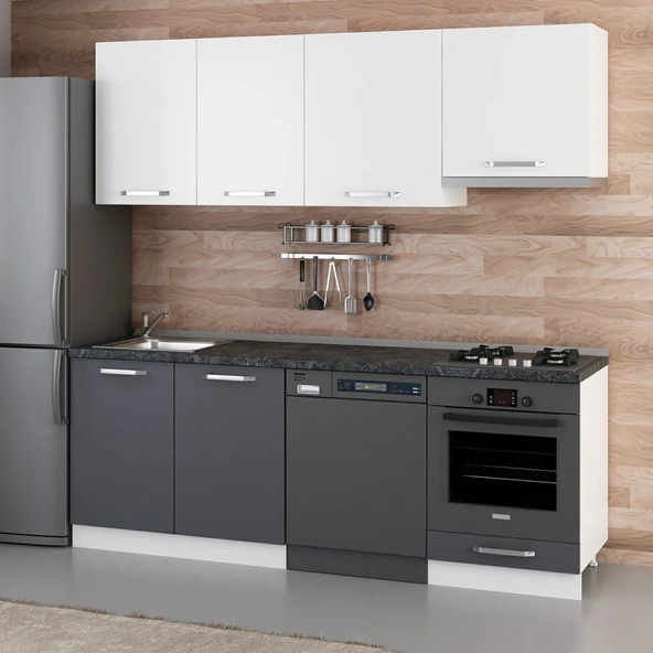 Minar 220 Cm Mutfak Dolabı Beyaz Antrasit 220-A14 - Resim 3