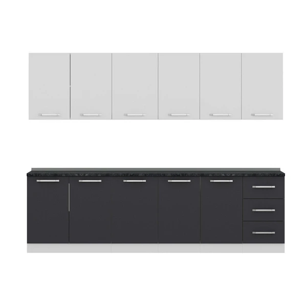 Minar 275 Cm Mutfak Dolabı Beyaz Antrasit 275-A1 - Resim 2