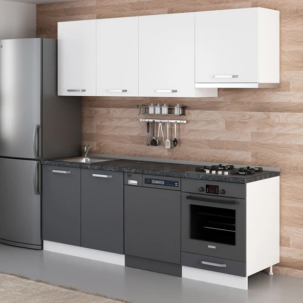 Minar 220 Cm Mutfak Dolabı Beyaz Antrasit 220-A14 - Resim 5