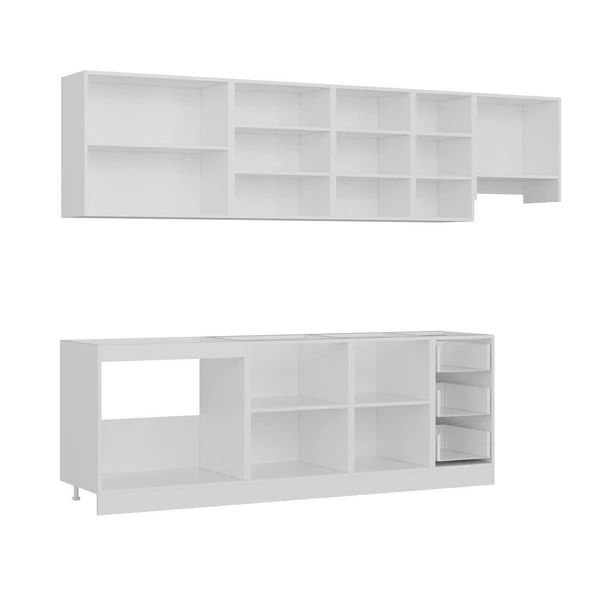 Minar 290 Cm Mutfak Dolabı Beyaz Dore 290-D4 - Resim 6