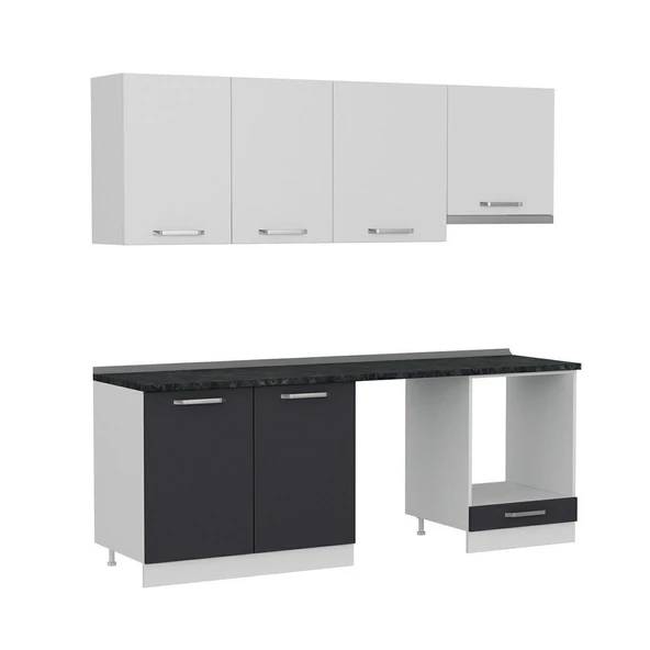 Minar 220 Cm Mutfak Dolabı Beyaz Antrasit 220-A14 - Resim 2