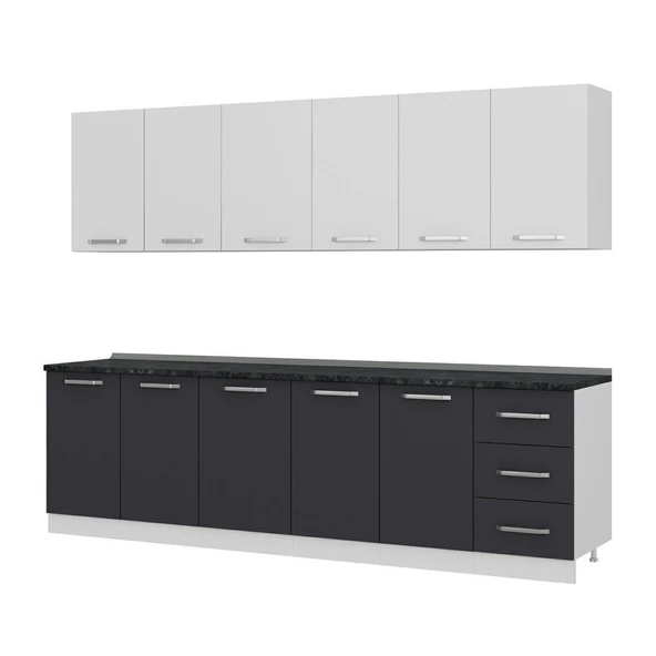 Minar 275 Cm Mutfak Dolabı Beyaz Antrasit 275-A1 - Resim 4