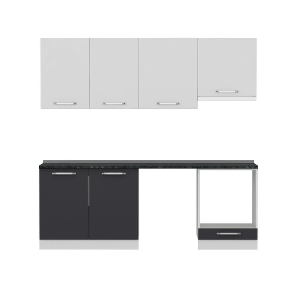 Minar 220 Cm Mutfak Dolabı Beyaz Antrasit 220-A14 - Resim 4