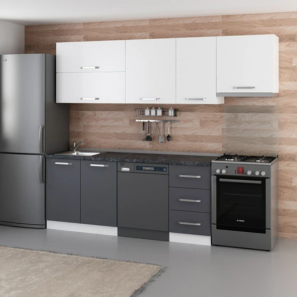 Minar 255 Cm Mutfak Dolabı Beyaz Antrasit 255-A15 - 3