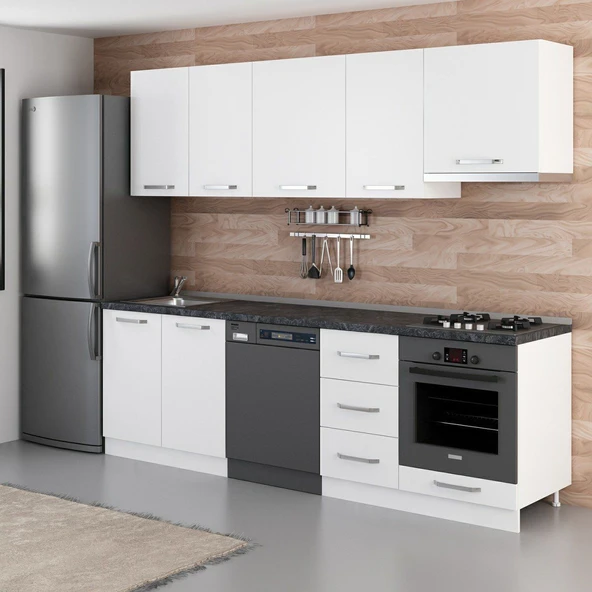 Minar 255 Cm Mutfak Dolabı Beyaz 255-B13 - Resim 5