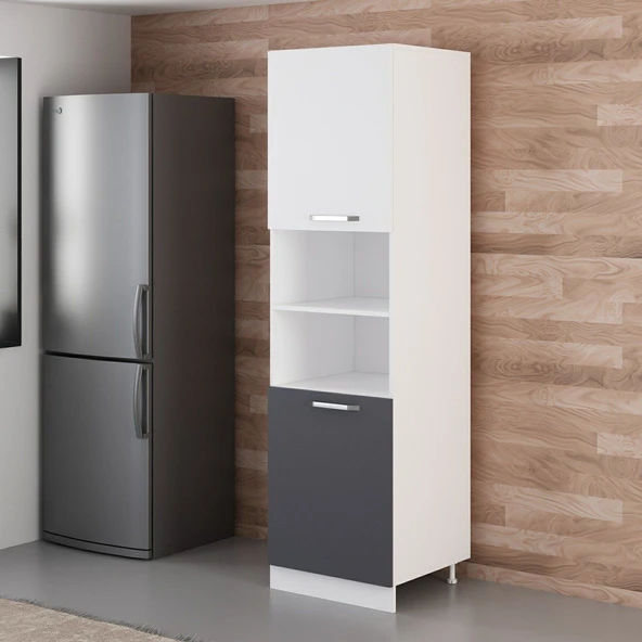 Minar 60 Cm Mutfak Boy Dolabı Beyaz Antrasit D60-A2 - Resim 5