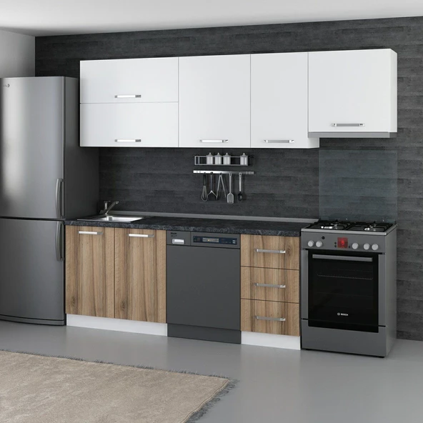 Minar 255 Cm Mutfak Dolabı Beyaz Dore 255-D15 - Resim 3