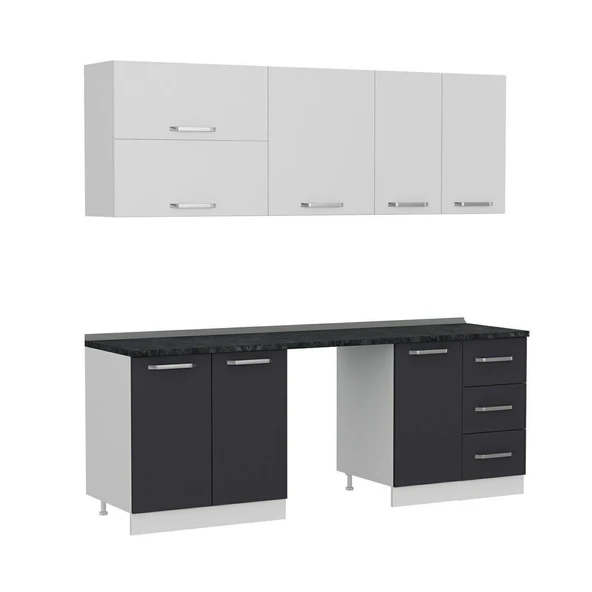 Minar 220 Cm Mutfak Dolabı Beyaz Antrasit 220-A10 - Resim 2