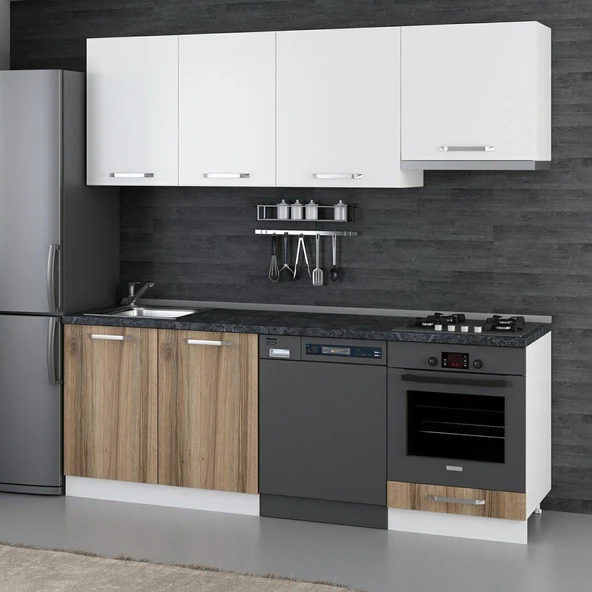 Minar 220 Cm Mutfak Dolabı Beyaz Dore 220-D14 - Resim 3