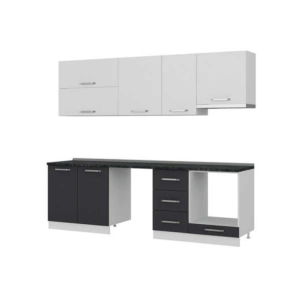 Minar 255 Cm Mutfak Dolabı Beyaz Antrasit 255-A16 - Resim 6