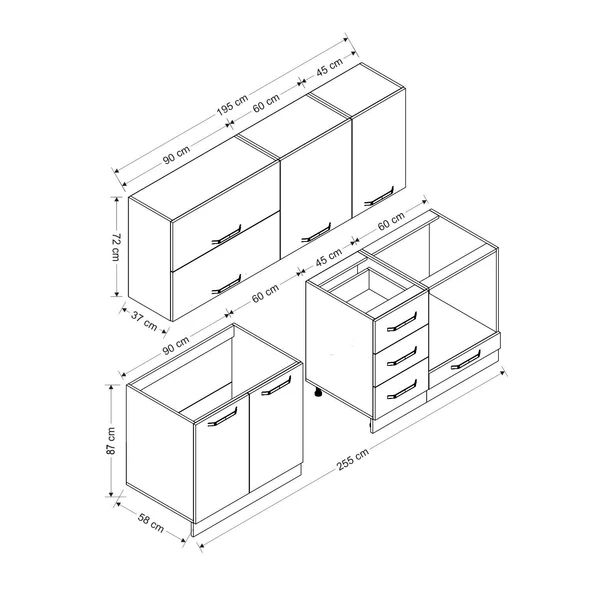 Minar 255 Cm Mutfak Dolabı Beyaz 255-B14 - Resim 8