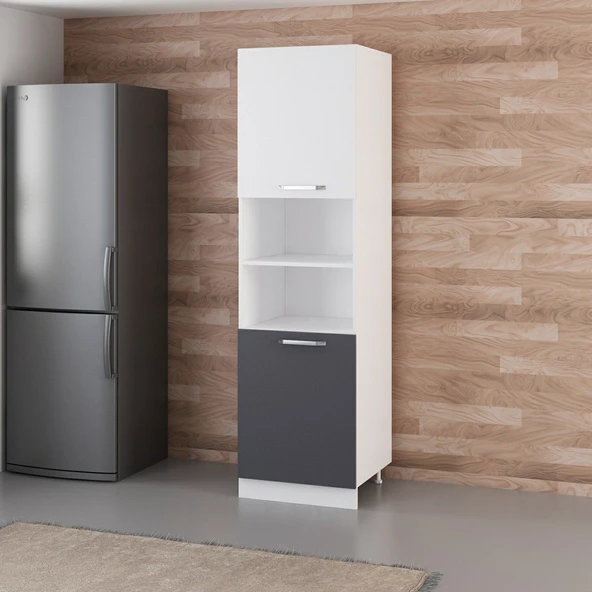 Minar 60 Cm Mutfak Boy Dolabı Beyaz Antrasit D60-A2 - Resim 3