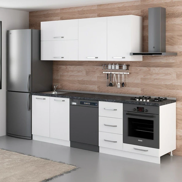 Minar 255 Cm Mutfak Dolabı Beyaz 255-B14 - Resim 4