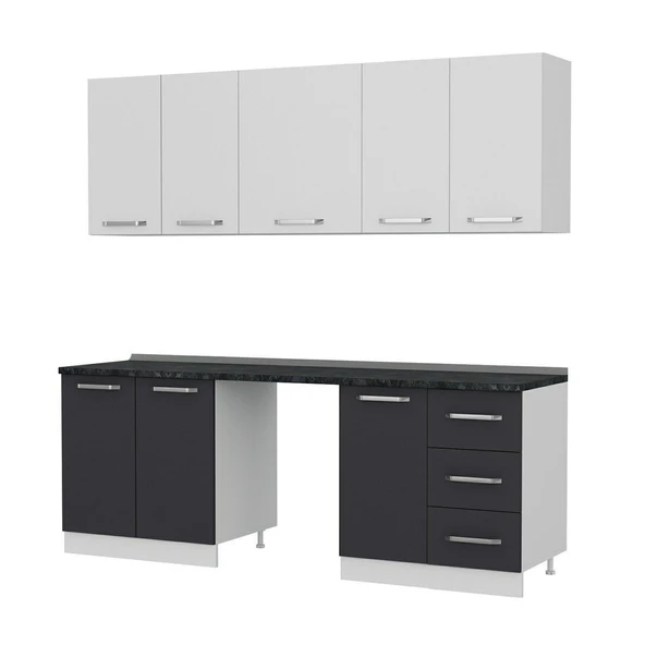 Minar 220 Cm Mutfak Dolabı Beyaz Antrasit 220-A11 - Resim 6