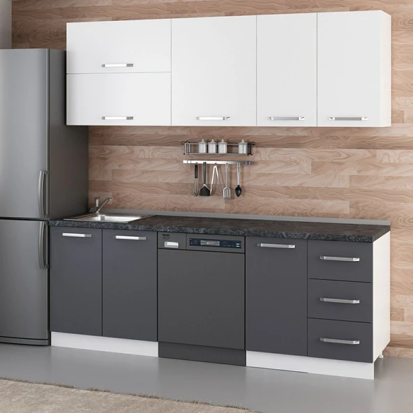 Minar 220 Cm Mutfak Dolabı Beyaz Antrasit 220-A10 - Resim 3