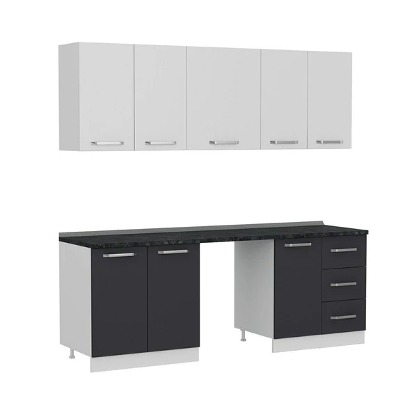 Minar 220 Cm Mutfak Dolabı Beyaz Antrasit 220-A11 - Resim 2