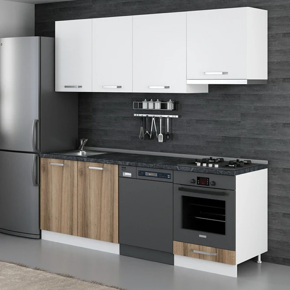 Minar 220 Cm Mutfak Dolabı Beyaz Dore 220-D14 - Resim 5