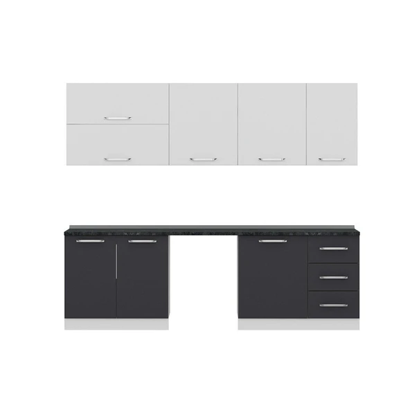 Minar 255 Cm Mutfak Dolabı Beyaz Antrasit 255-A10 - Resim 4