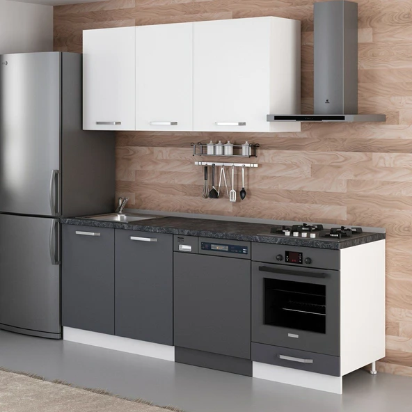 Minar 220 Cm Mutfak Dolabı Beyaz Antrasit 220-A13 - 5